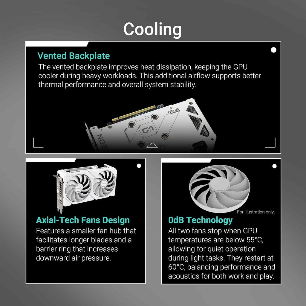 ASUS Dual Radeon RX 9060 XT White Edition Graphics Card - 16GB GDDR6 with Axial-Tech Fans & Dual BIOS - DUAL-RX9060XT-16G-WHITE