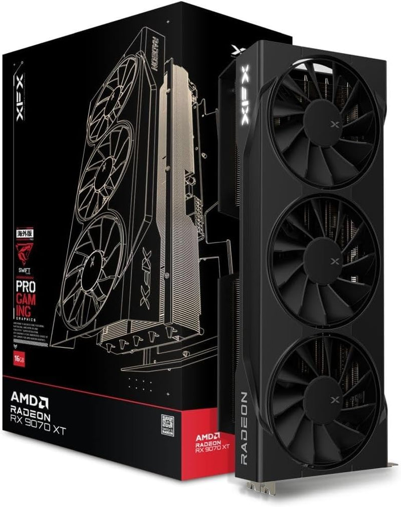 XFX Swift AMD Radeon RX 9070 XT Triple Fan Gaming Edition Graphics Card - 16GB GDDR6 with RDNA 4 & 2970 MHz Boost - RX-97TSWF3B9