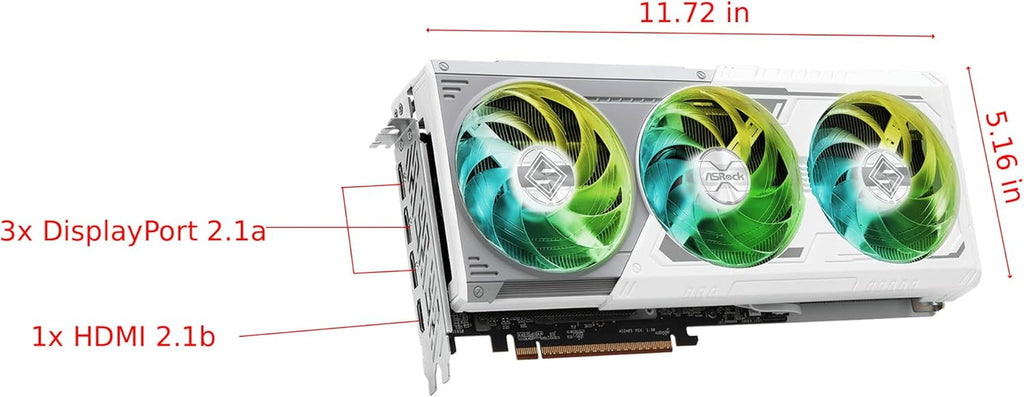 ASRock Radeon RX 9070 XT Steel Legend 16GB Graphics Card - AMD RDNA 4, 2970 MHz Boost, GDDR6, PCIe 5.0, Triple Fan, Polychrome SYNC