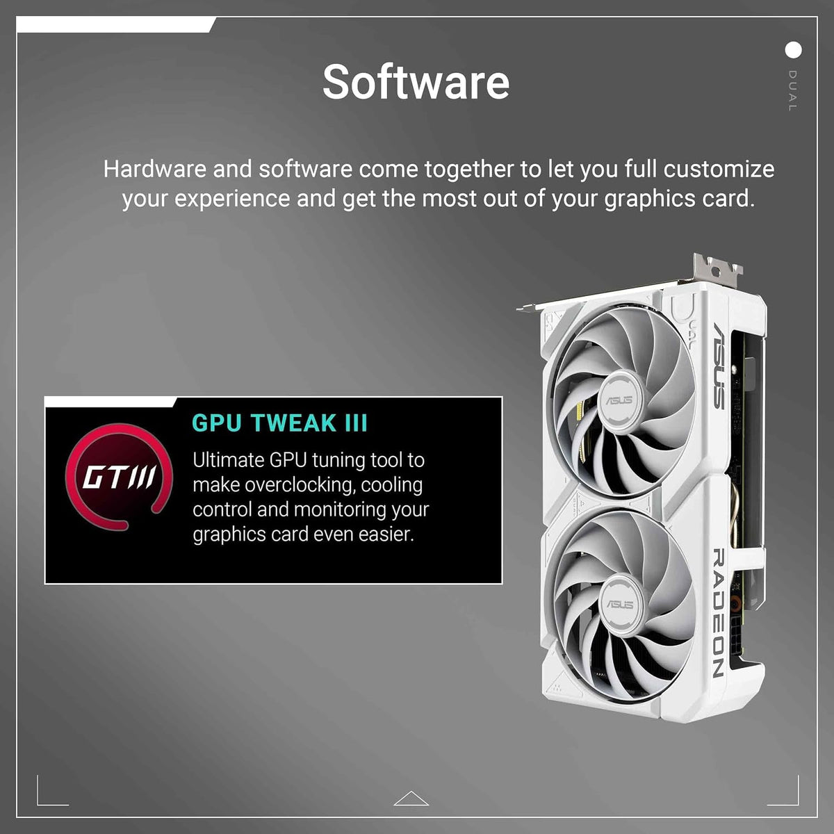 ASUS Dual Radeon RX 9060 XT White Edition Graphics Card - 16GB GDDR6 with Axial-Tech Fans & Dual BIOS - DUAL-RX9060XT-16G-WHITE
