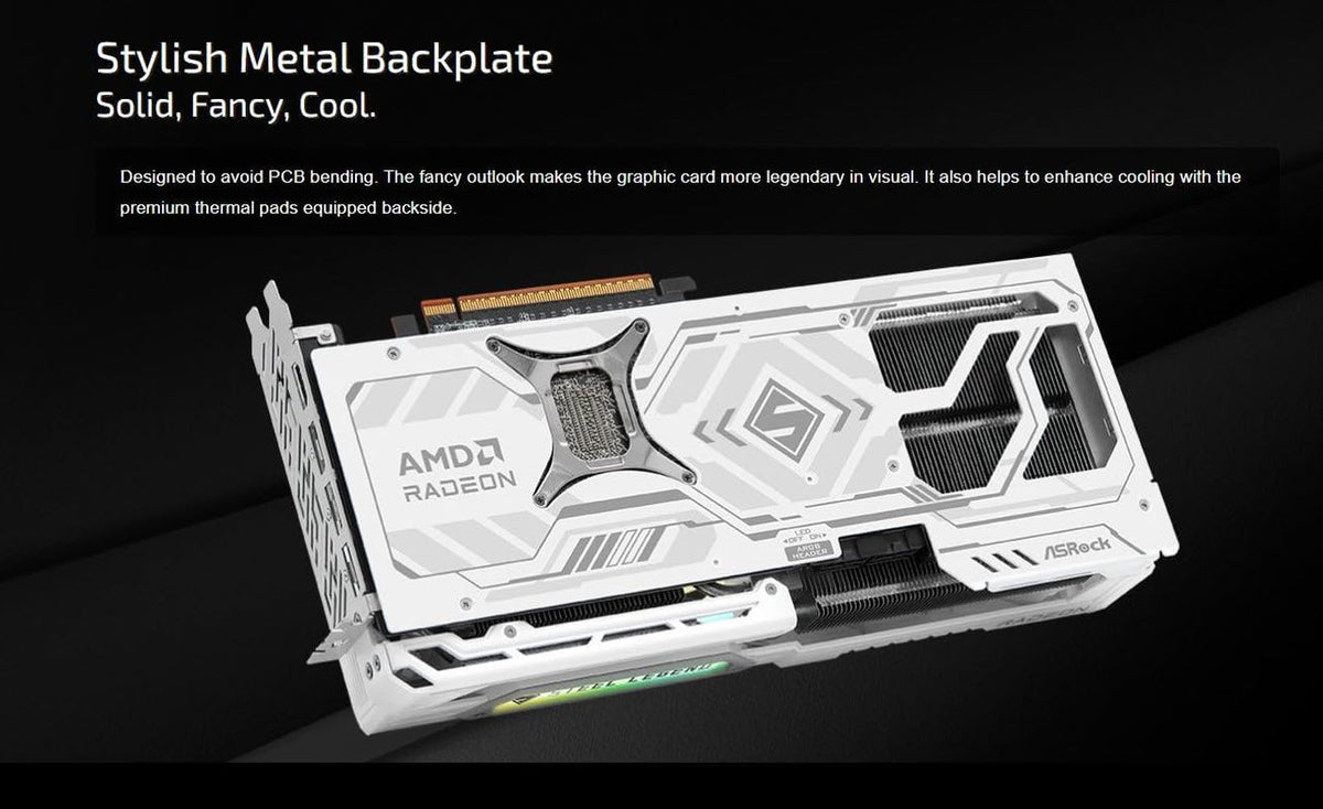 ASRock Radeon RX 9070 XT Steel Legend 16GB Graphics Card - AMD RDNA 4, 2970 MHz Boost, GDDR6, PCIe 5.0, Triple Fan, Polychrome SYNC