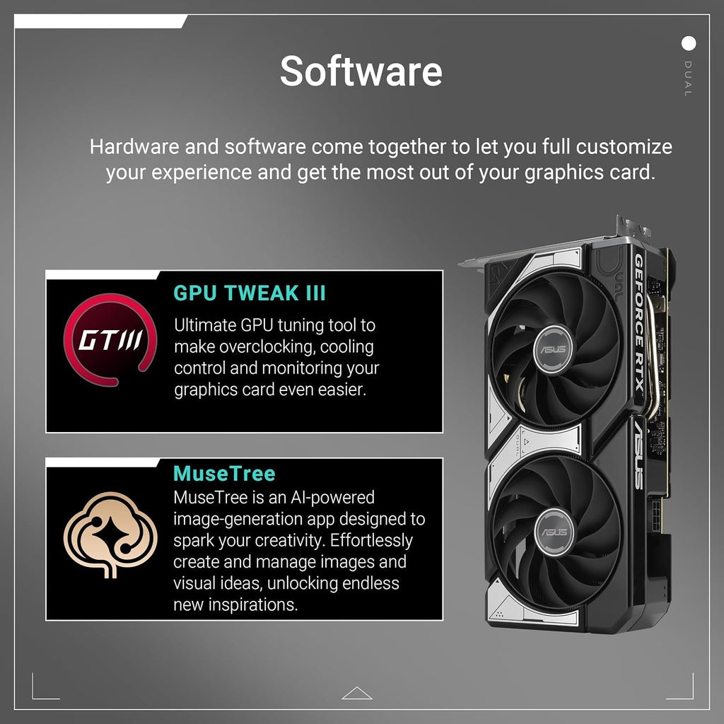 ASUS Dual GeForce RTX 5060 Ti 8GB GDDR7 OC Edition Graphics Card - 8GB GDDR7 with Axial-Tech Fans & Dual BIOS - DUAL-RTX5060TI-O8G