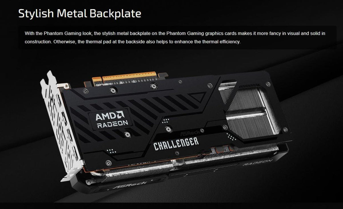 ASRock Radeon RX 9070 Challenger 16GB OC Graphics Card - RDNA 4, 2520MHz Boost, 16GB GDDR6, Triple Fan - RX9070 CL 16G