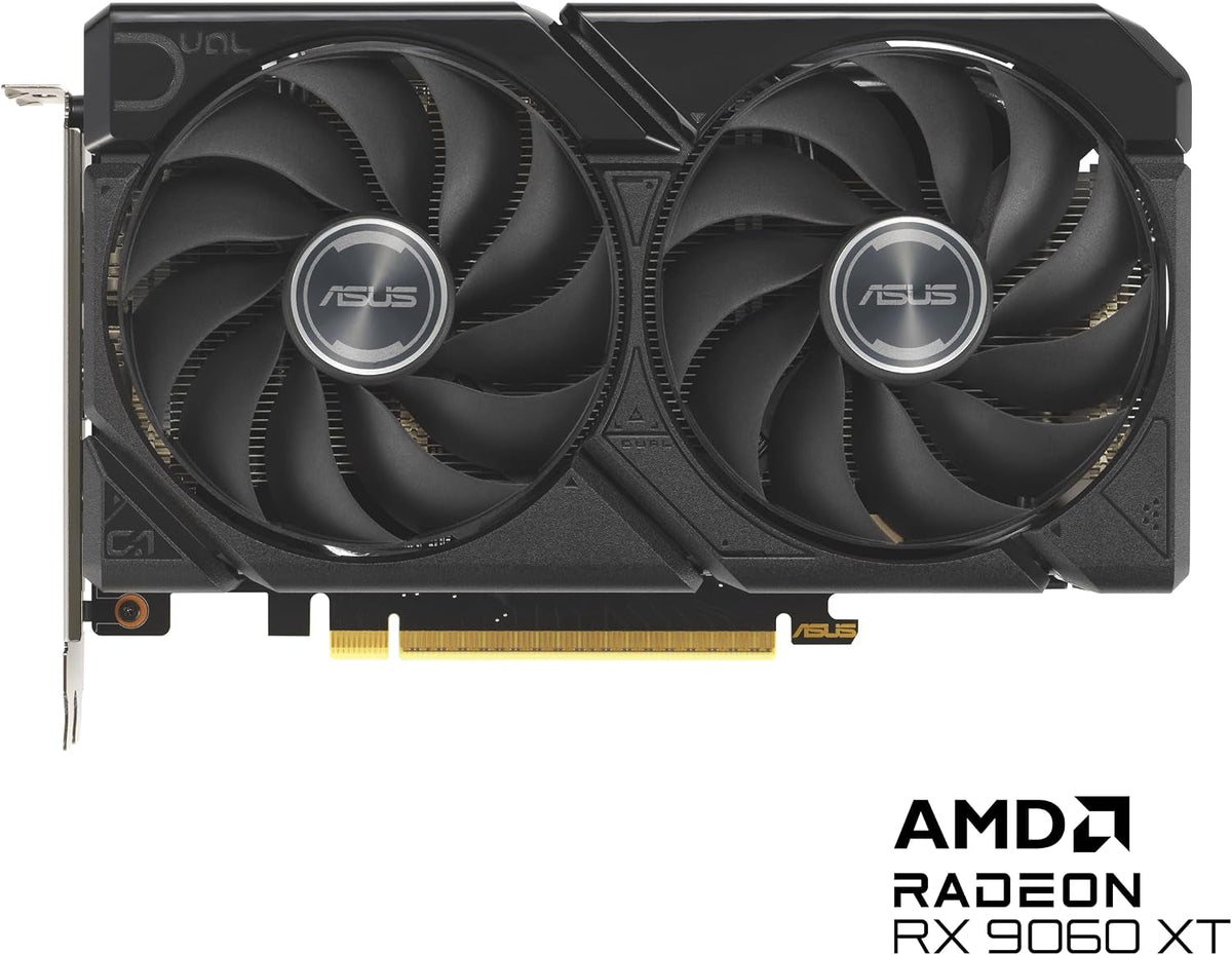 ASUS Dual Radeon RX 9060 XT 16GB GDDR6 Gaming Graphics Card - 16GB GDDR6 with Axial-Tech Fans & Dual BIOS - DUAL-RX9060XT-16G