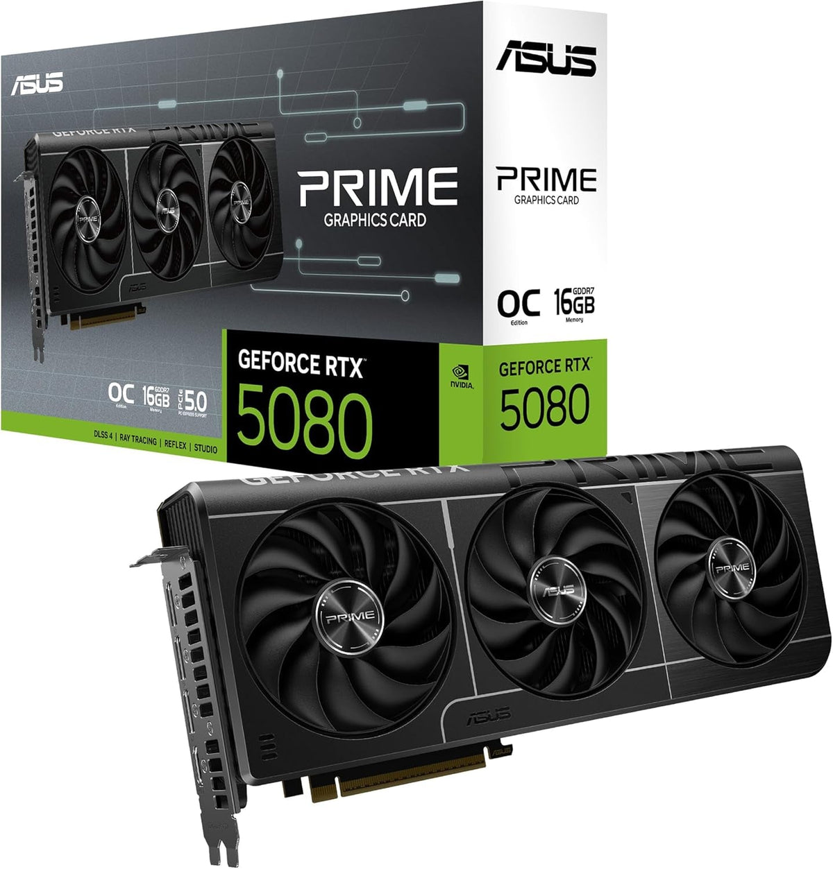ASUS Prime GeForce RTX 5080 OC Edition Graphics Card - 16GB GDDR7 with SFF-Ready Design, Vapor Chamber & Axial-Tech Fans - PRIME-RTX5080-O16G