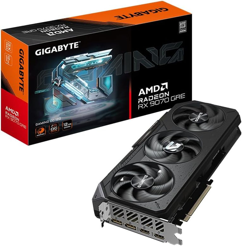 GIGABYTE Gaming Radeon RX 9070 GRE 12GB GDDR6 Graphics Card - WINDFORCE Cooling with Hawk Fan & Dual BIOS - GV-R907GREGAMING OC-12GD