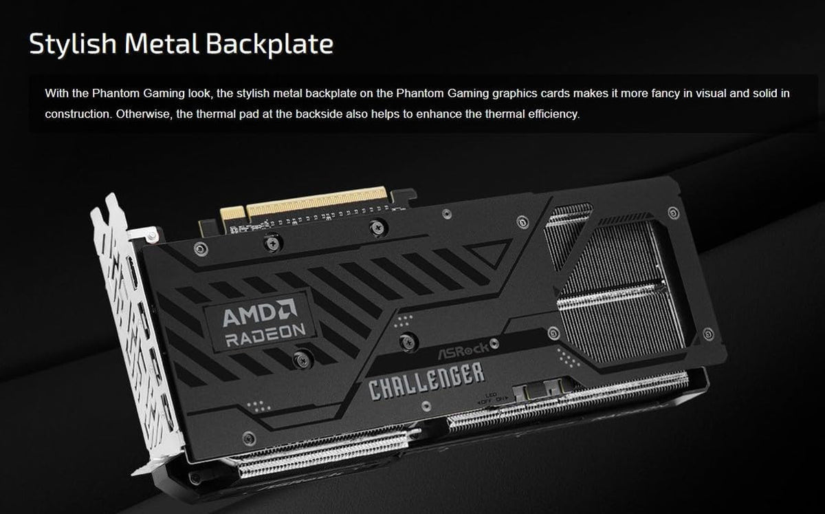 ASRock Radeon RX 9070 XT Challenger 16GB OC Graphics Card - 16GB GDDR6 with Triple Fan Cooling & 0dB Silent - RX9070XT CL 16G