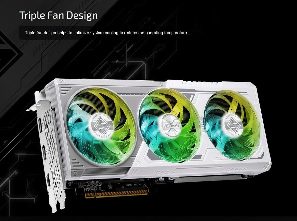ASRock Radeon RX 9060 XT Steel Legend 16GB GDDR6 OC Graphics Card - 3275 MHz Boost with Triple Fan 0dB Cooling & Polychrome SYNC RGB - RX9060XT SL 16GO