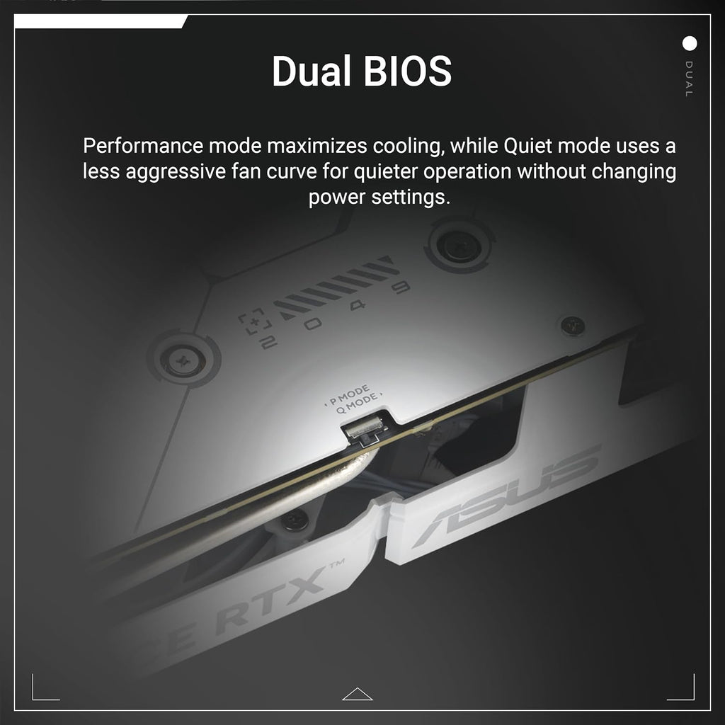 ASUS Dual GeForce RTX 5060 Ti 16GB GDDR7 White OC Edition Graphics Card - 16GB GDDR7 with Axial-Tech Fans & Dual BIOS - DUAL-RTX5060TI-O16G-WHITE