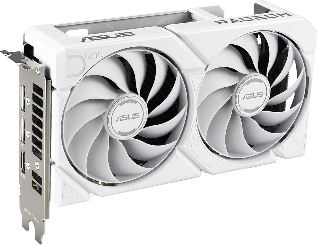 ASUS Dual Radeon RX 9060 XT White Edition Graphics Card - 16GB GDDR6 with Axial-Tech Fans & Dual BIOS - DUAL-RX9060XT-16G-WHITE