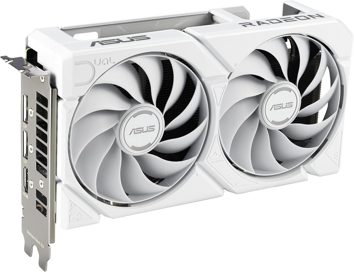 ASUS Dual Radeon RX 9060 XT White Edition Graphics Card - 16GB GDDR6 with Axial-Tech Fans & Dual BIOS - DUAL-RX9060XT-16G-WHITE
