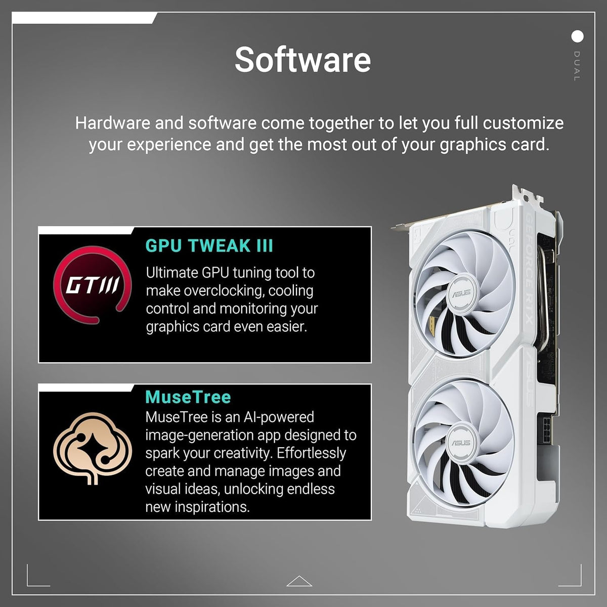 ASUS Dual GeForce RTX 5060 Ti 16GB GDDR7 White OC Edition Graphics Card - 16GB GDDR7 with Axial-Tech Fans & Dual BIOS - DUAL-RTX5060TI-O16G-WHITE