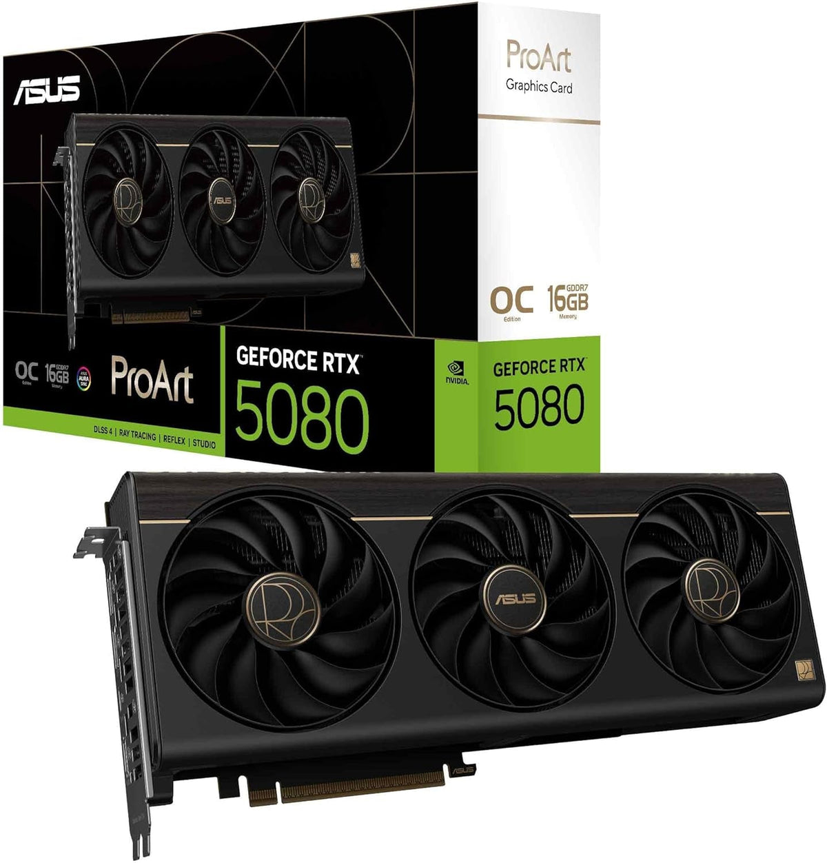 ASUS ProArt GeForce RTX 5080 OC Edition Graphics Card - 16GB GDDR7 with USB Type-C & Vapor Chamber Cooling - PROART-RTX5080-O16G