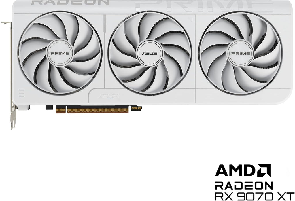 ASUS Prime Radeon RX 9070 XT White OC Edition Graphics Card - 16GB GDDR6 with Axial-Tech Fans & Dual BIOS - RX9070XT-O16G-WHITE