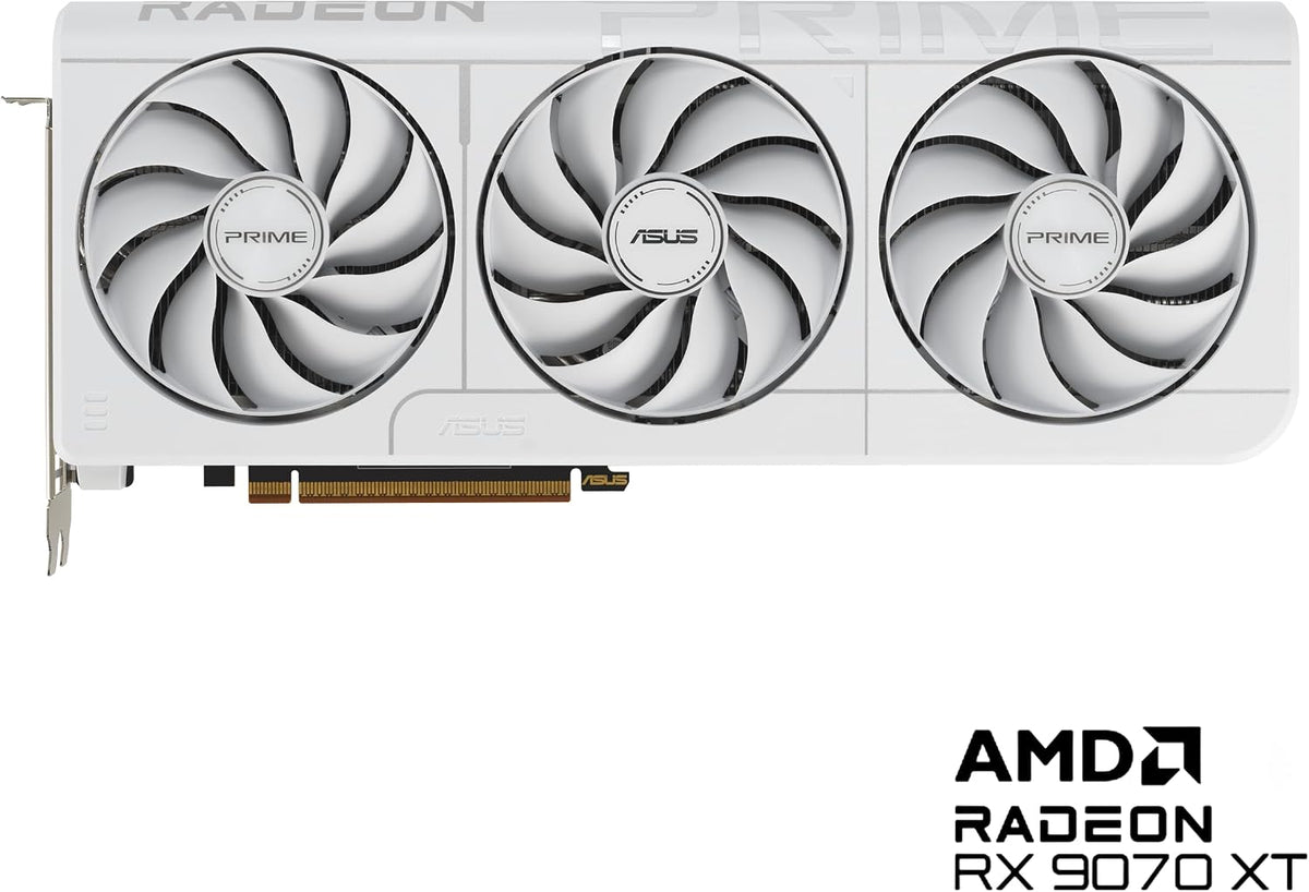 ASUS Prime Radeon RX 9070 XT White OC Edition Graphics Card - 16GB GDDR6 with Axial-Tech Fans & Dual BIOS - RX9070XT-O16G-WHITE