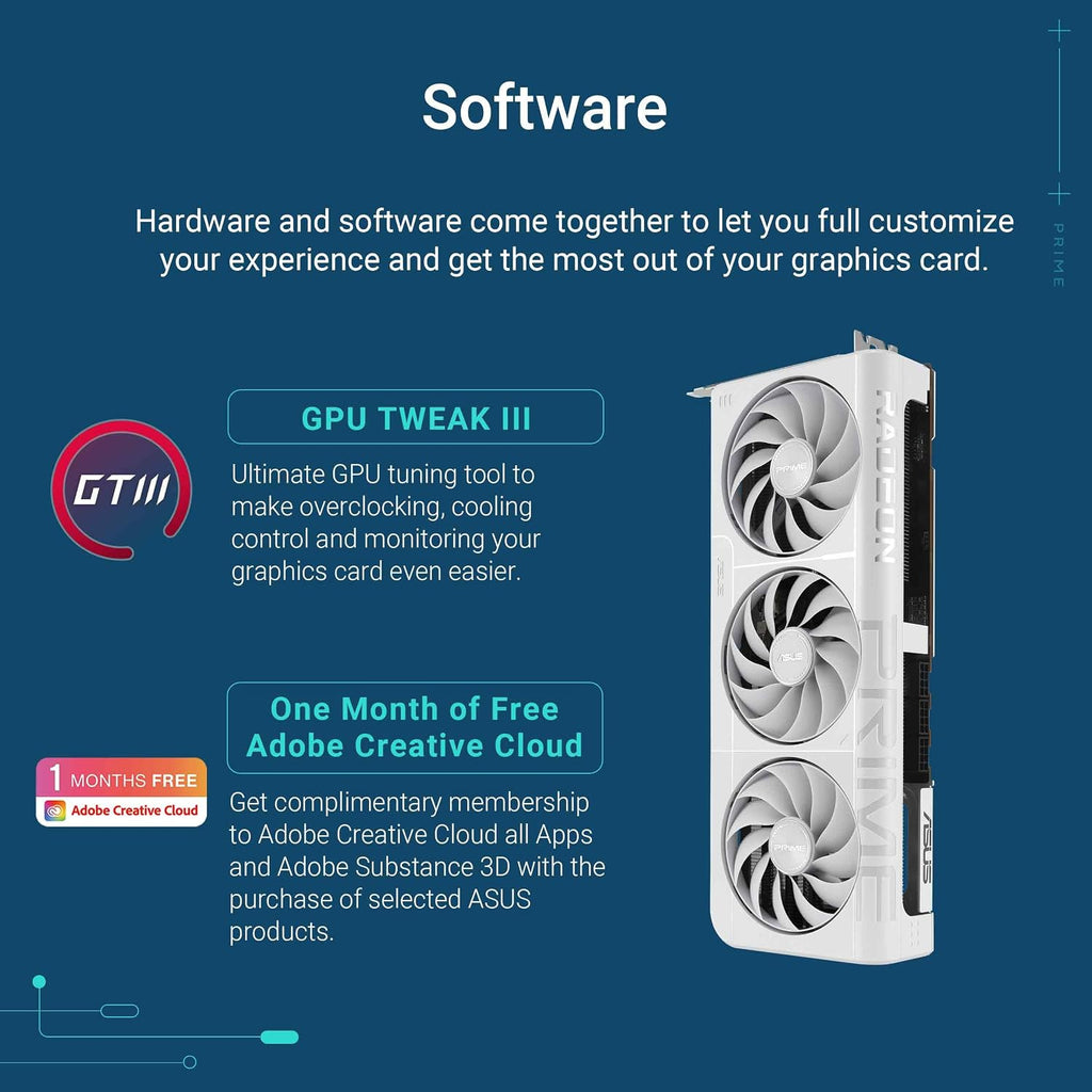 ASUS Prime Radeon RX 9070 XT White OC Edition Graphics Card - 16GB GDDR6 with Axial-Tech Fans & Dual BIOS - RX9070XT-O16G-WHITE
