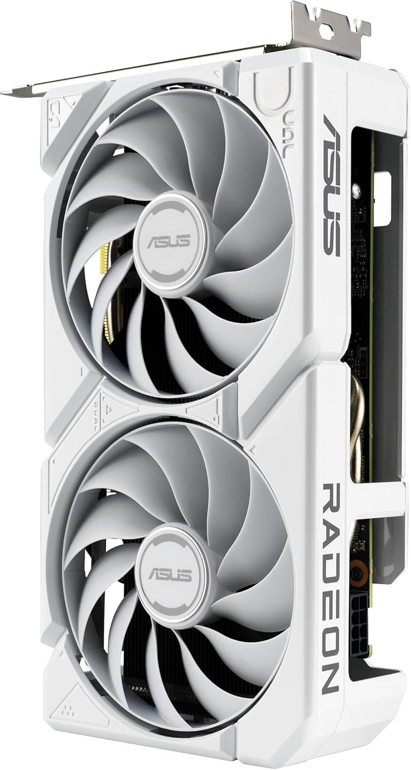 ASUS Dual Radeon RX 9060 XT White Edition Graphics Card - 16GB GDDR6 with Axial-Tech Fans & Dual BIOS - DUAL-RX9060XT-16G-WHITE