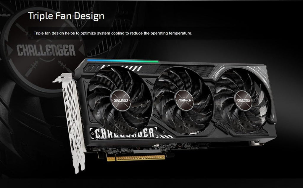 ASRock Radeon RX 9070 XT Challenger 16GB OC Graphics Card - 16GB GDDR6 with Triple Fan Cooling & 0dB Silent - RX9070XT CL 16G