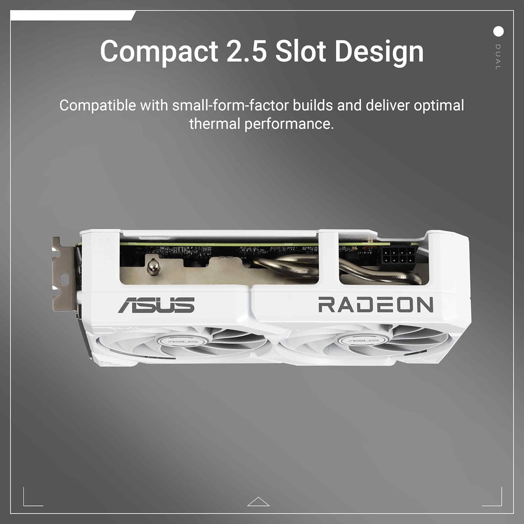ASUS Dual Radeon RX 9060 XT White Edition Graphics Card - 16GB GDDR6 with Axial-Tech Fans & Dual BIOS - DUAL-RX9060XT-16G-WHITE