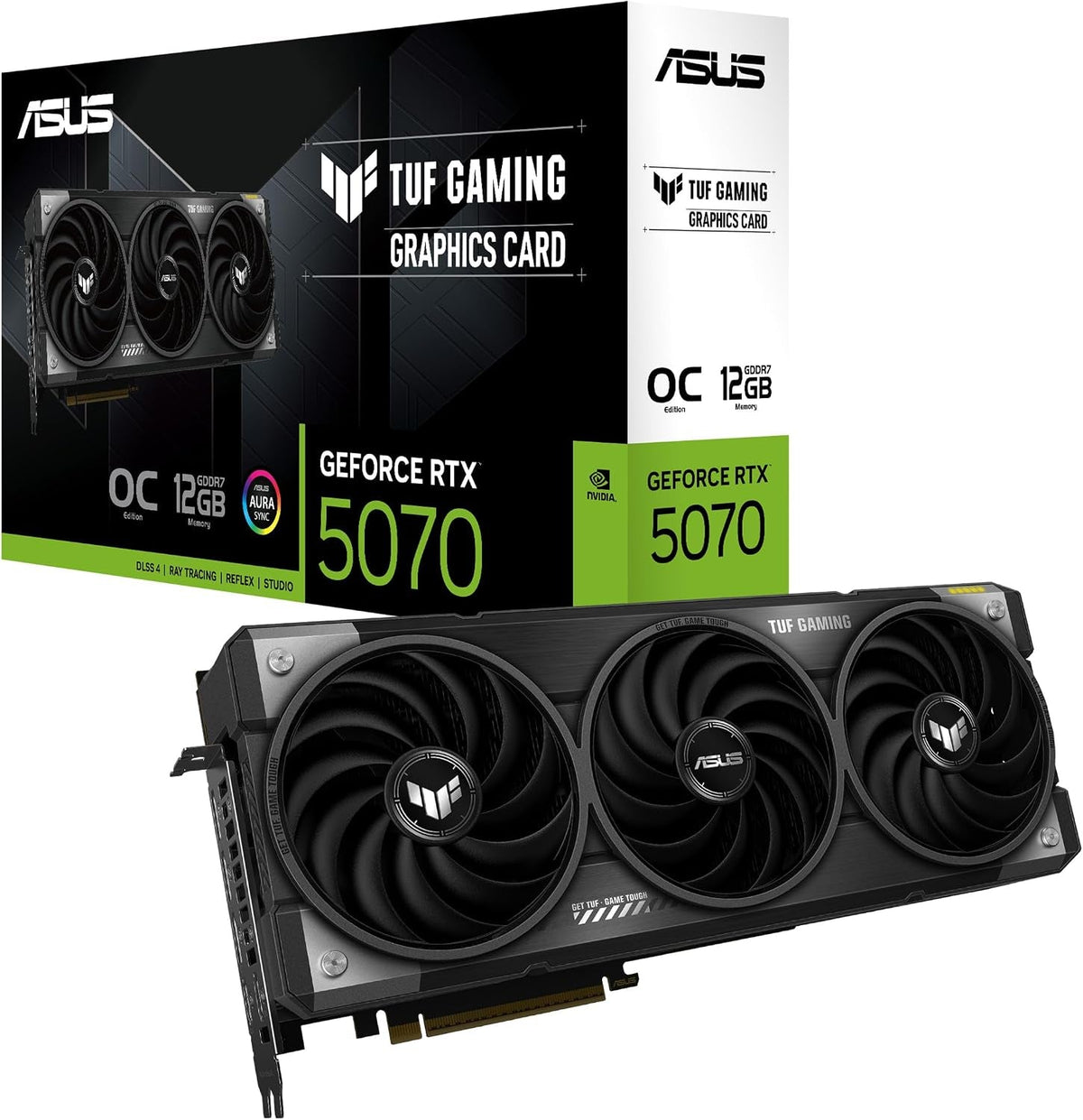 ASUS TUF Gaming GeForce RTX 5070 OC Edition Graphics Card - 12GB GDDR7 with Military-Grade Components & Axial-Tech Fans - TUF-RTX5070-O12G-GAMING