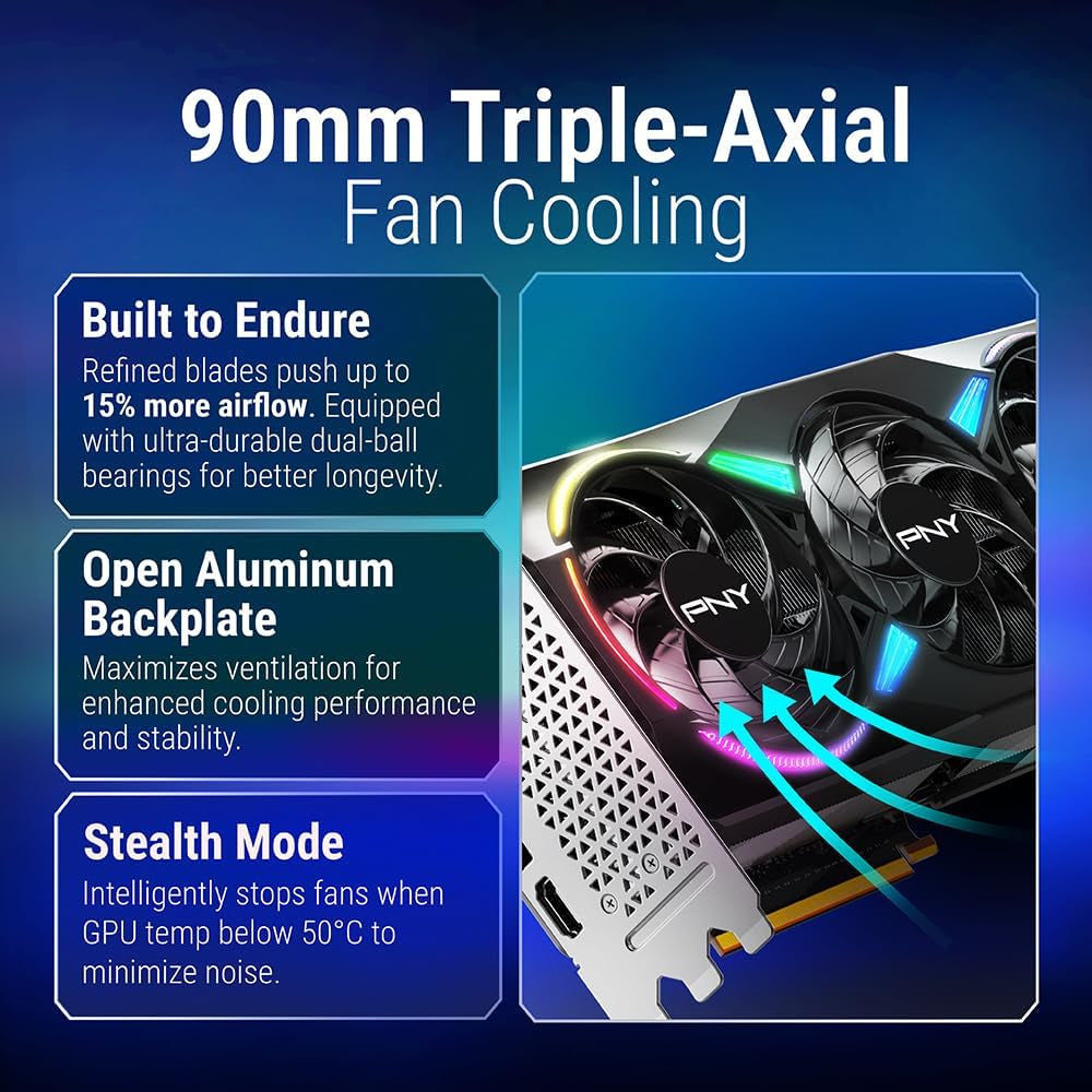 PNY NVIDIA GeForce RTX 5070 Ti Epic-X RGB OC Triple-Fan Graphics Card - 16GB GDDR7 with Vapor Chamber Cooling - VCG5070T16TFXXPB1-O