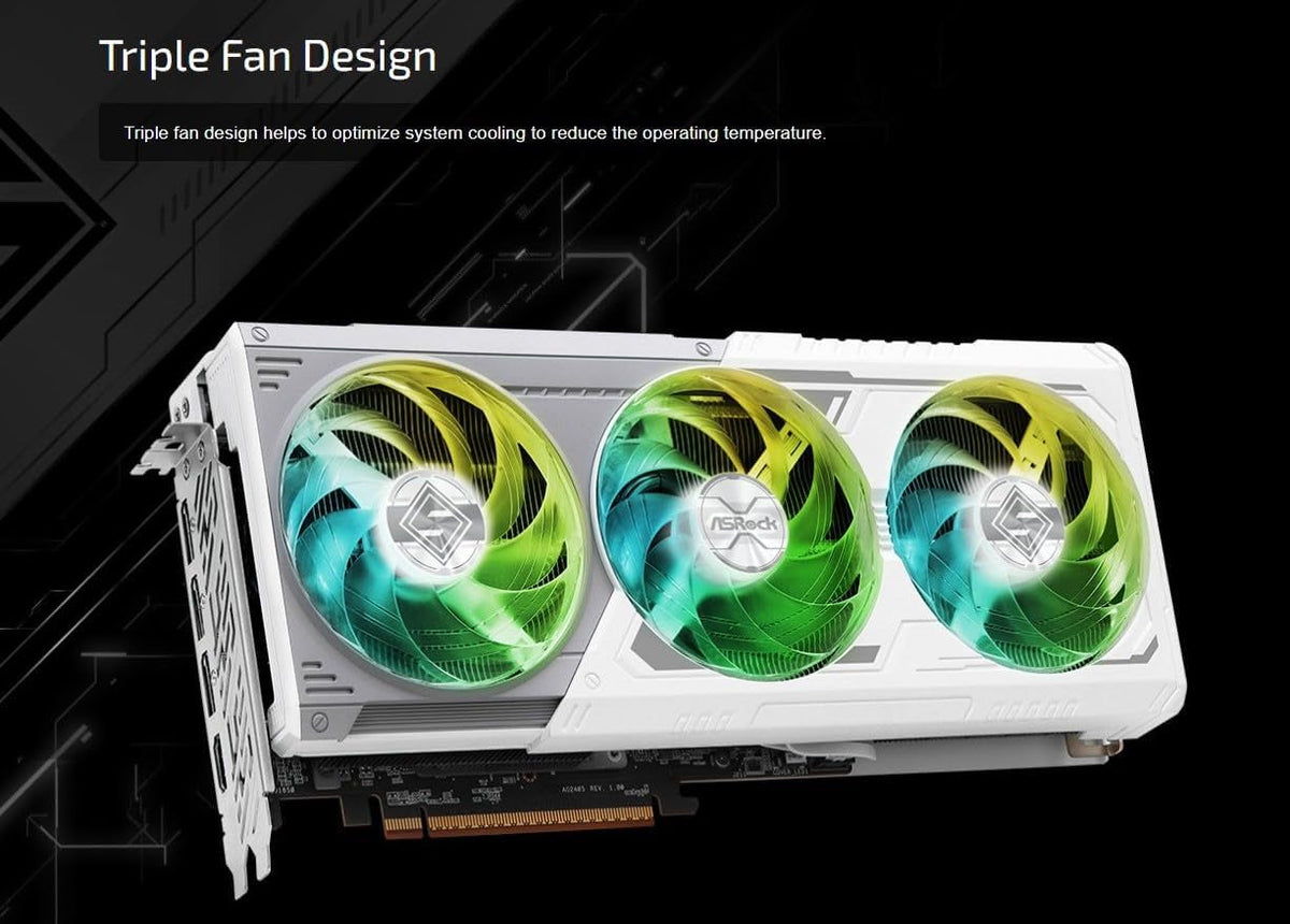 ASRock Radeon RX 9070 XT Steel Legend 16GB Graphics Card - AMD RDNA 4, 2970 MHz Boost, GDDR6, PCIe 5.0, Triple Fan, Polychrome SYNC