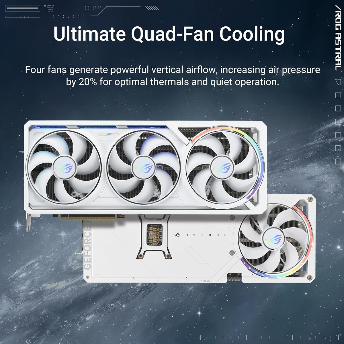 ASUS ROG Astral GeForce RTX 5080 White OC Edition Graphics Card - 16GB GDDR7 with Quad-Fan Cooling & Patented Vapor Chamber - ROG-ASTRAL-RTX5080-O16G-WHITE