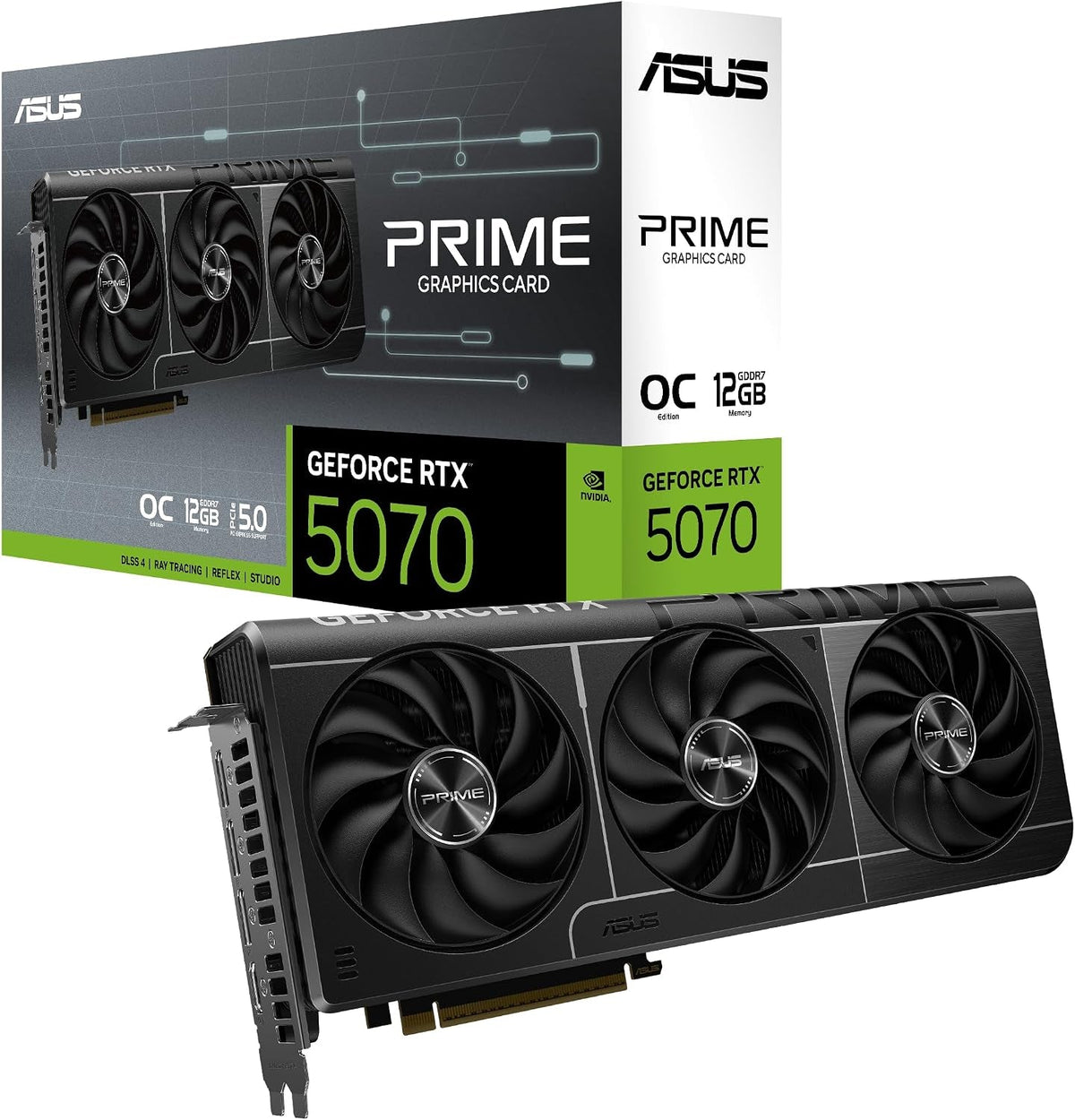 ASUS Prime GeForce RTX 5070 OC Edition Graphics Card - 12GB GDDR7 with SFF-Ready Design & Axial-Tech Fans - PRIME-RTX5070-O12G