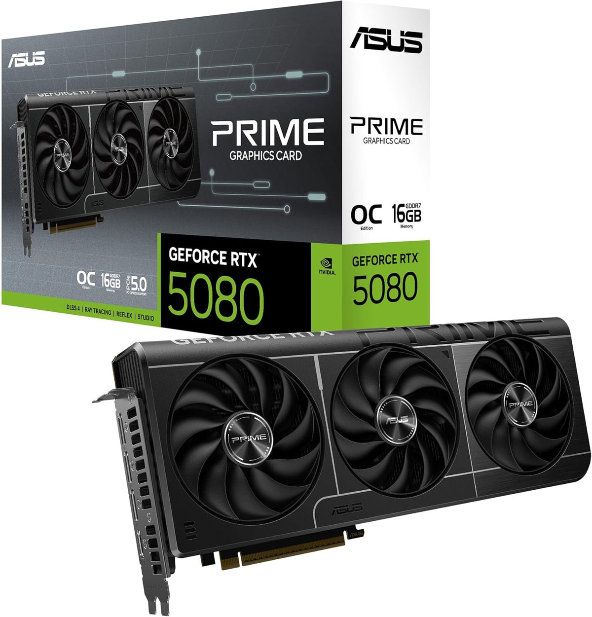 ASUS Prime GeForce RTX 5080 EVO OC Edition Graphics Card - 16GB GDDR7 with SFF-Ready Design & Axial-Tech Fans - PRIME-RTX5080-O16G-EVO