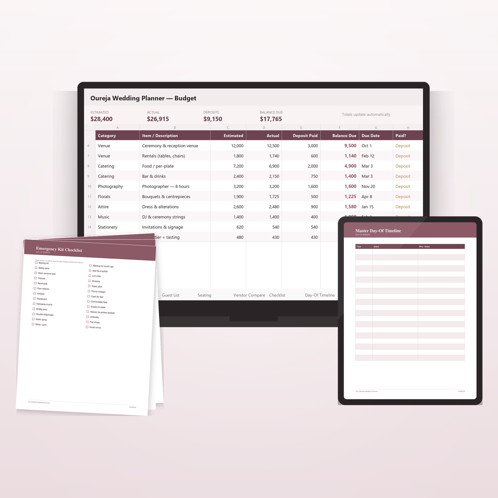 Every format included — laptop, tablet and printable pages