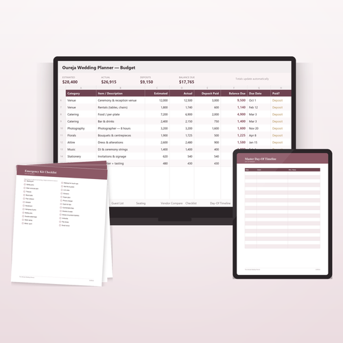 Every format included — laptop, tablet and printable pages