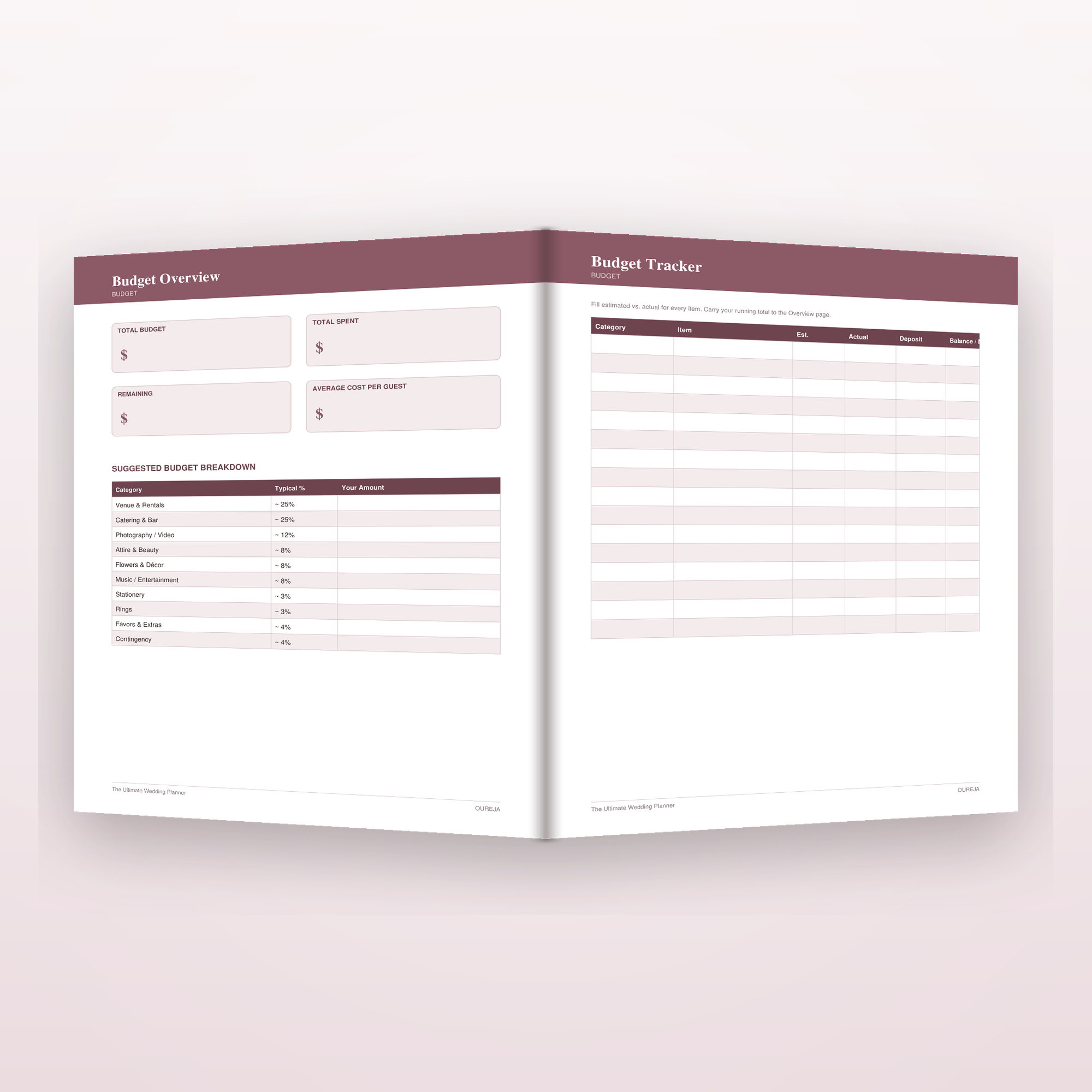 Budget overview and budget tracker pages